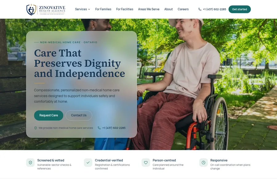 Zinovative Health Alliance homepage screenshot